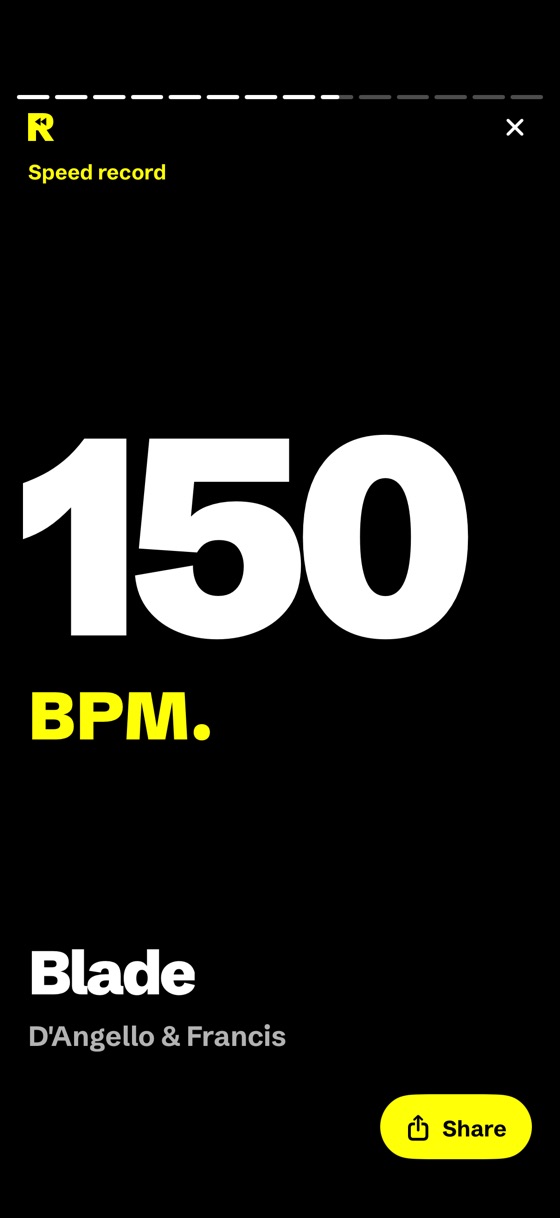 The Speed record card